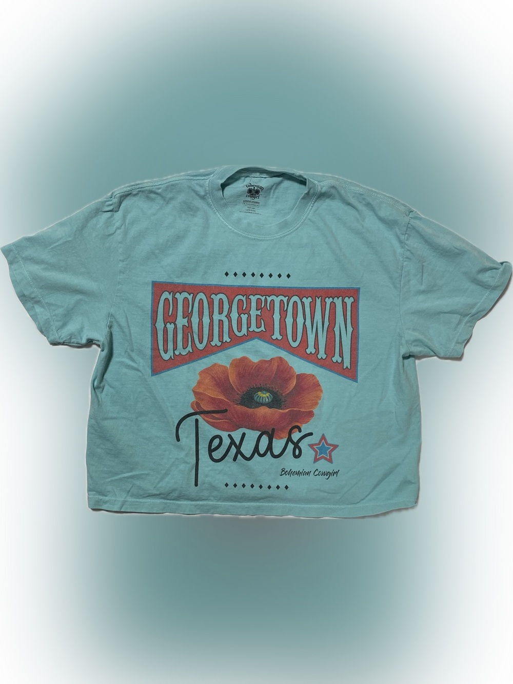 Georgetown Texas Floral Graphic Tee - Light Aqua